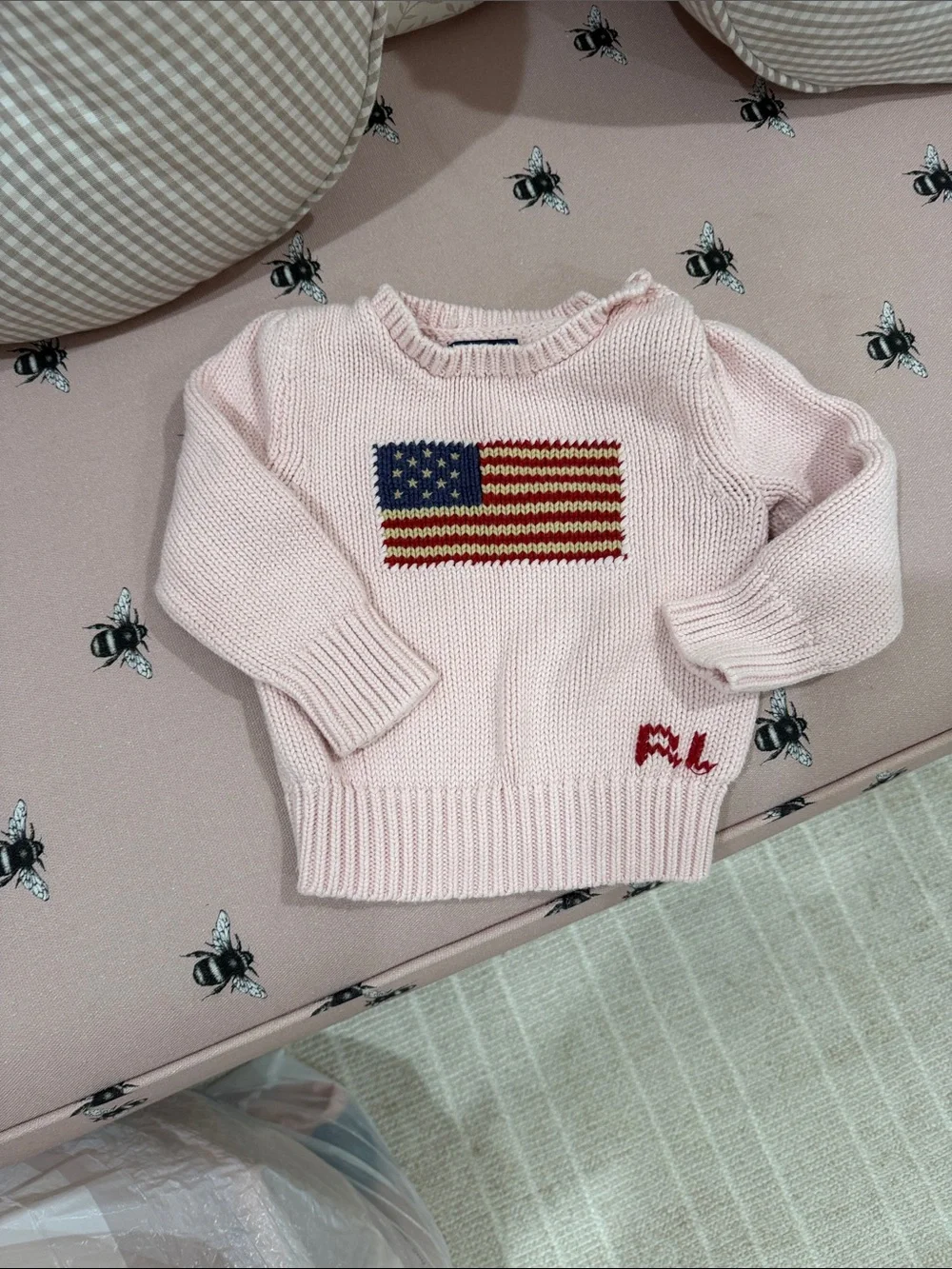 Ralph Lauren Light Pink Kids American Flag Sweater